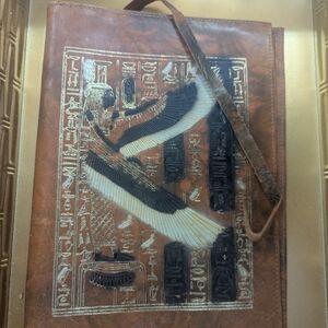 Vintage Leather Book Cover with Egyptian Design